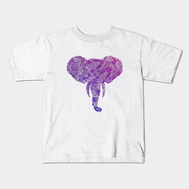 Purple Mandala Elephant Kids T-Shirt by ZeichenbloQ